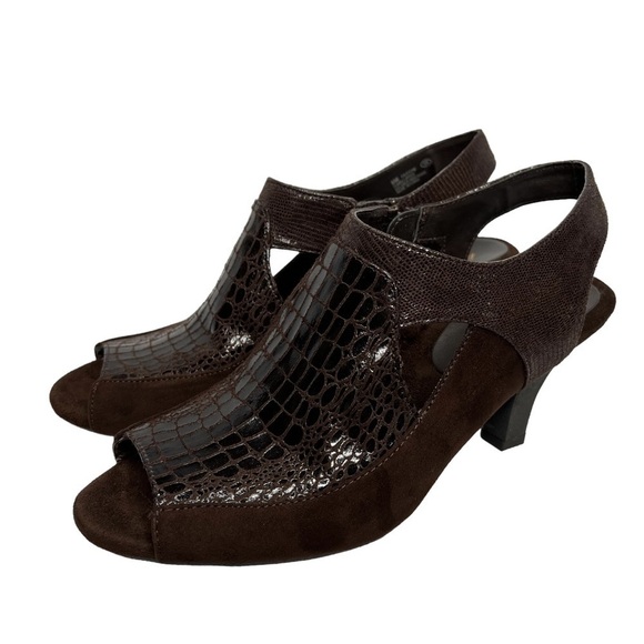 AEROSOLES Brown Animal Print Slingback Heels Women's Size 8 - Picture 1 of 16